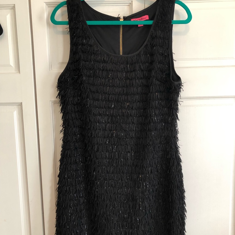 Betsey Johnson Black Fringe Dress Size 14